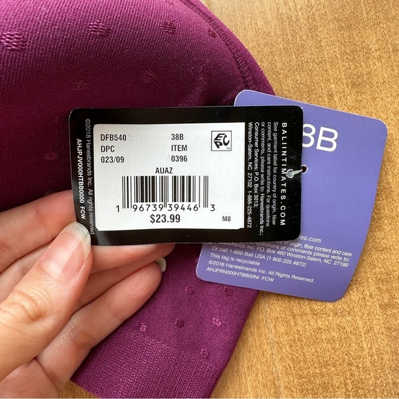 Beauty By Bali Women's Foam Wirefree Bra Size 38B - Plum Purple Polka Dot - Picture 7 of 16